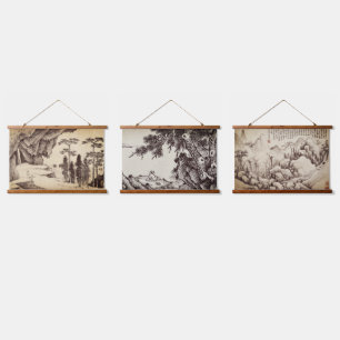 3 Landschaften im Orient hängen Tapisserie Wandteppich Mit Holzrahmen
