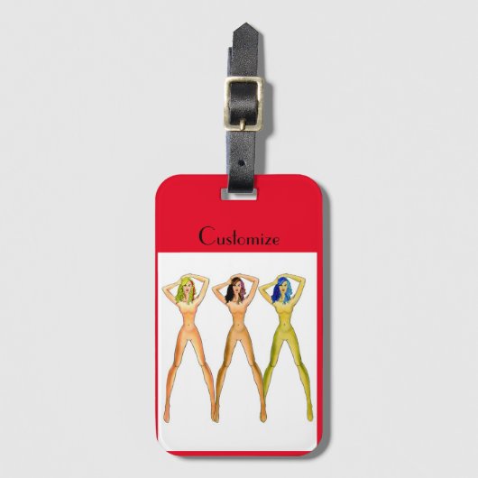 3 langbeinige Ladys Stehend Thunder_Cove Gepäckanhänger (Vorderseite Vertikal)