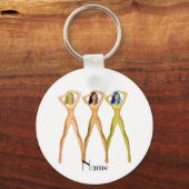 3 langbeinige Ladys Stehend Thunder_Cove Square Schlüsselanhänger (Rückseite)