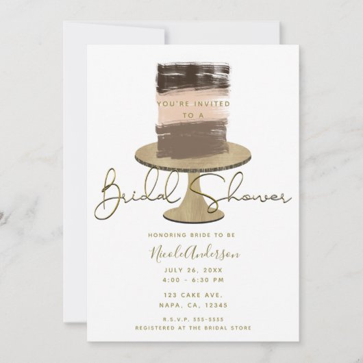 3 Layer Cake Modernes Elegantes Rustikales Brautpa Einladung (Vorderseite)