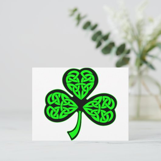 3 Leaf Celtic Kleeblatt Postkarte (Stehend Vorderseite)