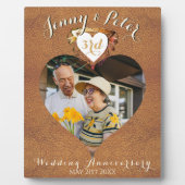 3. Lederbild Hochzeitstag Foto Herz Fotoplatte (Vorderseite)