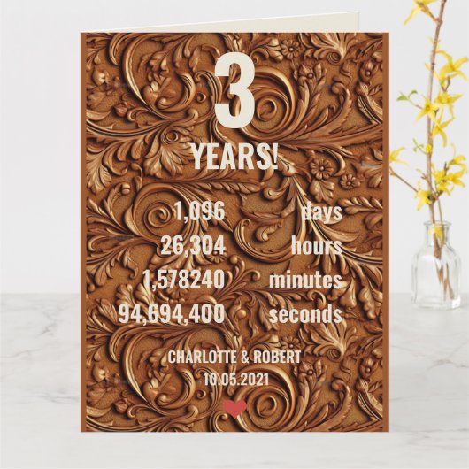 3. Lederhochzeit Karte (Gelbe Blume)