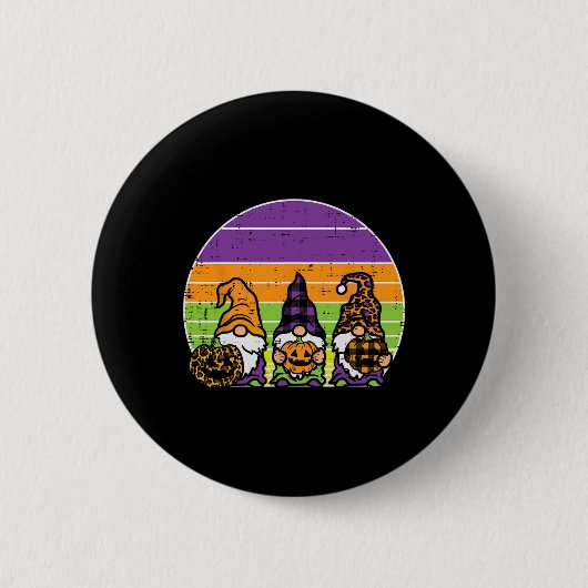 3 Leopard Kariert Gnomes Pumpkin Retro Halloween C Button (Vorderseite)