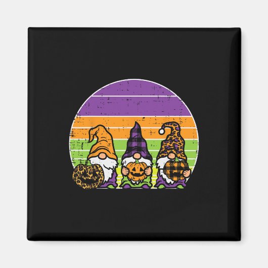 3 Leopard Kariert Gnomes Pumpkin Retro Halloween C Magnet (Vorne)