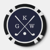 3-Letter-Golf Clubs Navy Blue Monogram Pokerchips (Rückseite)