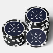 3-Letter-Golf Clubs Navy Blue Monogram Pokerchips (Stapel)