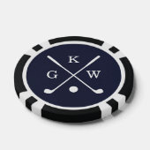 3-Letter-Golf Clubs Navy Blue Monogram Pokerchips (Einzeln)