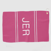 3 Letter Initials Monogram Hot Pink Golfer's Best Golfhandtuch (Horizontal)