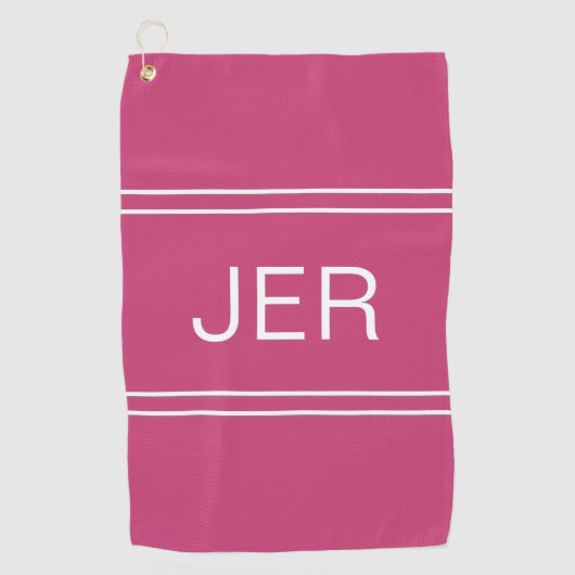 3 Letter Initials Monogram Hot Pink Golfer's Best Golfhandtuch (Vorderseite)