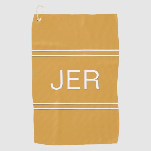 3 Letter Initials Monogram Yellow Golfer's Best Golfhandtuch (Vorderseite)