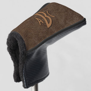 3 Letter Monogram Initial Beige Brown Leather Look Golf Headcover