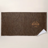 3 Letter Monogram Initial Beige Brown Leather Look Strandtuch (Vorderseite)