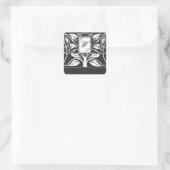3 Letter Monogram mit Schwarz-Weiß-Blätter Quadratischer Aufkleber (Tasche)