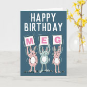 3 Letter Name Happy Birthday Card Karte (Gelbe Blume)