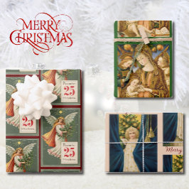 3 Lieblicher Weihnachtsgel Geschenkpapier Set