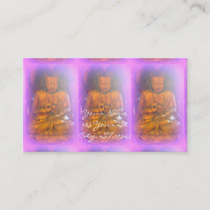 3 lila Aura Buddhas Visitenkarte