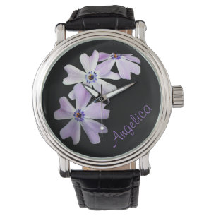3 lila Blumen-personalisierte Uhr