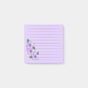 3 lila Blumen  Post-it Klebezettel