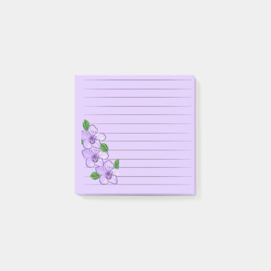 3 lila Blumen Post-it Klebezettel (Vorderseite)