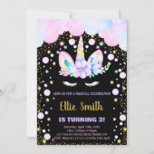 3. Lila Einhorngeburtstagseinladungen Einladung (Vorderseite)