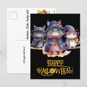 3 Little Cat Wiches - Happy Halloween Feiertagspostkarte