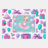3 Little Girl Ballerina Koordination von Geschenkp Geschenkpapier Set (Vorderseite)