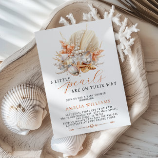 3 Little Pearls are on Their Way Baby Shower Einladung