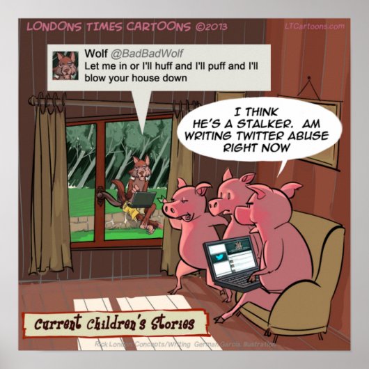 3 Little Social Media Savvy Schweine Funny Poster (Vorne)