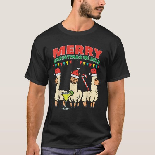 3 Llamas frohe Weihnachten im Juli Funny Summer Xm T-Shirt (Vorderseite)