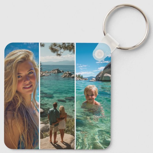 3 Long Vertical Strip Boho Photo Schlüsselanhänger (Rückseite)