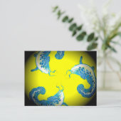 3 Lucky Blue Fish Postkarte (Stehend Vorderseite)