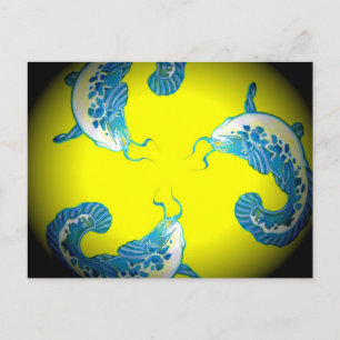 3 Lucky Blue Fish Postkarte