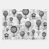 3 Luftfahrt-Ballon Collage Ephemera Sheets Geschenkpapier Set (Vorderseite 3)