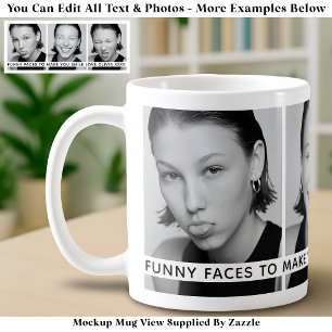 3 Lustige Gesichter Benutzerfotos & Lange Nachrich Kaffeetasse