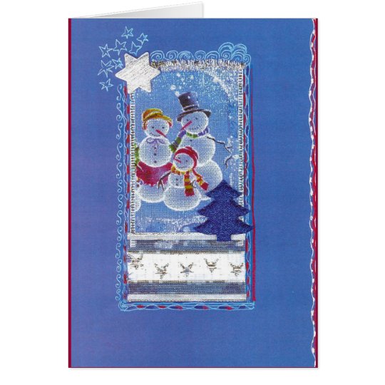 "3 Lustige Schneemänner, Weihnachts-Collage-Design Karte