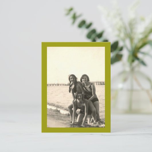 3 Mädchen am Strand Postkarte (Stehend Vorderseite)