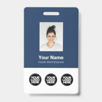 3 Mehrere Logos Mitarbeiter-Foto, Bar-Code, Name
