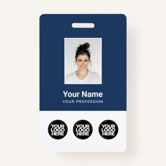 3 Mehrere Logos Mitarbeiter-Foto, Bar-Code, Name Ausweis (Vorderseite)