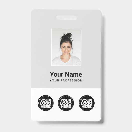 3 Mehrere Logos Mitarbeiter-Foto, Bar-Code, Name Ausweis (Front)