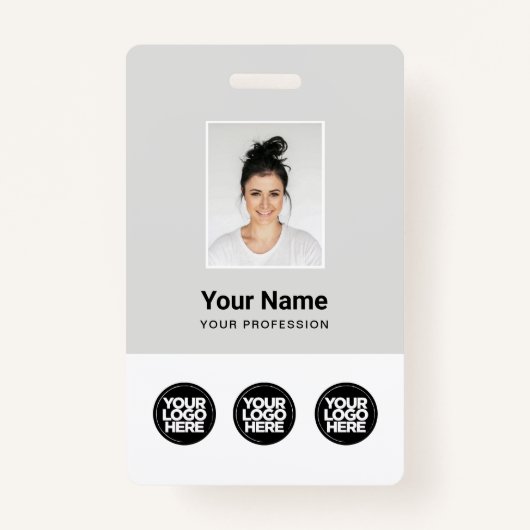 3 Mehrere Logos Mitarbeiter-Foto, Bar-Code, Name Ausweis (Vorderseite)