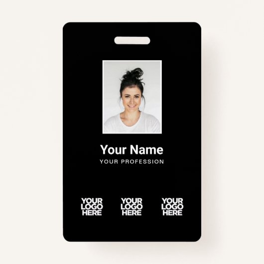 3 Mehrere Logos Mitarbeiter-Foto, Bar Code, Name B Ausweis (Vorderseite)