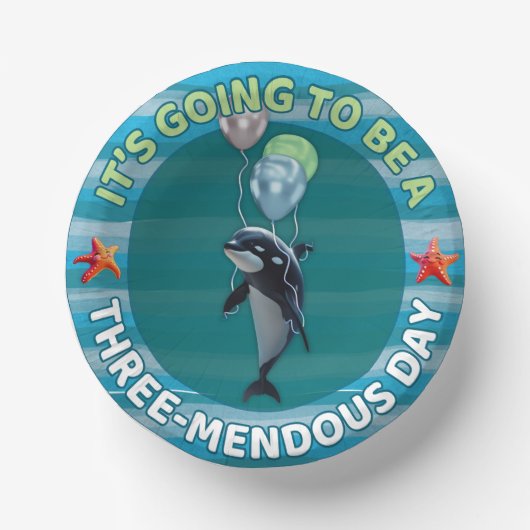 3-mendous Baby-Orca-Papier-Schale Pappteller (Vorderseite)