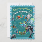 3-Mendous Fun Flat Scalloped Birthday Invitation Einladung (Vorderseite)
