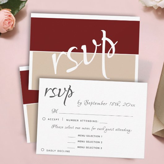 3 Menü "Entree" Wählen Elegante UAWG Wedding Antwo RSVP Karte
