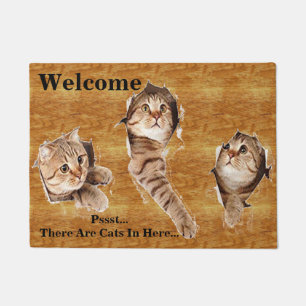 3 Miezekatze-Katzen-katzenartige Kätzchen, die Fußmatte