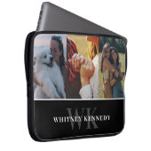 3 Minimalistisches Schwarzes Monogramm Laptopschutzhülle (Vorne Rechts)