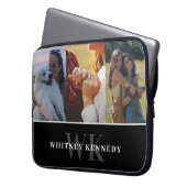 3 Minimalistisches Schwarzes Monogramm Laptopschutzhülle (Vorderseite Links)