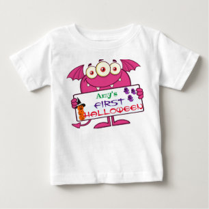 3 Mit Augen Monster-Halloween-Muster Baby T-shirt