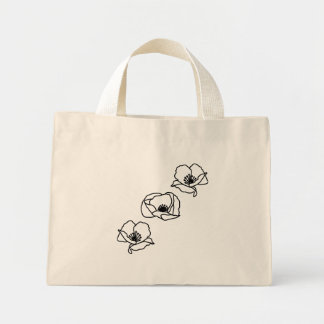 3 Mohn Boho Chic minimalistische Einkaufstasche